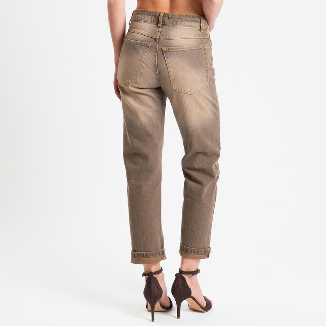 Zeroassoluto-Jeans TAIF straight fit stone washed - moka