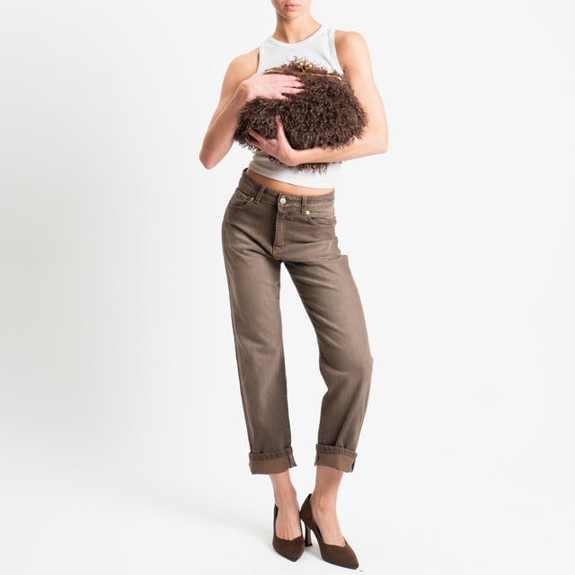 Zeroassoluto-Jeans TAIF straight fit stone washed - moka