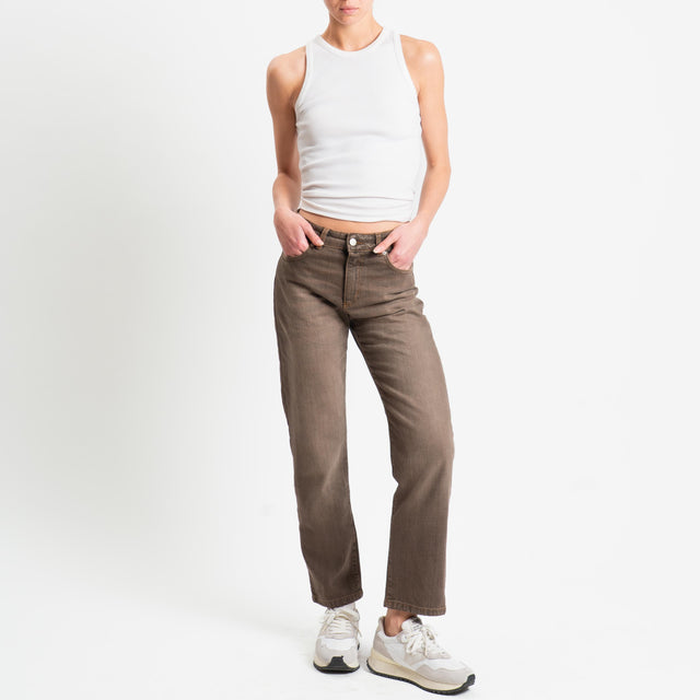 Zeroassoluto-Jeans TAIF straight fit stone washed - moka