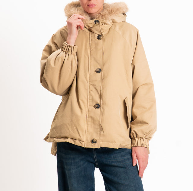 Zeroassoluto-Parka con ecopelliccia - beige