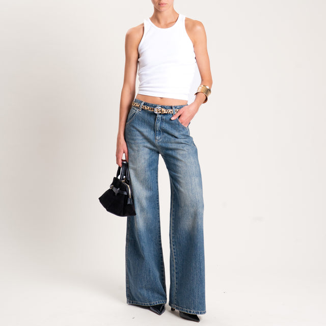Zeroassoluto-Jeans XENA straight fit maxi tasche - denim