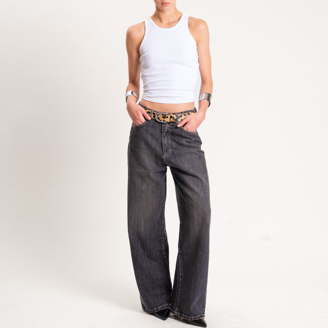 Zeroassoluto-Jeans XENA straight fit maxi tasche - denim nero