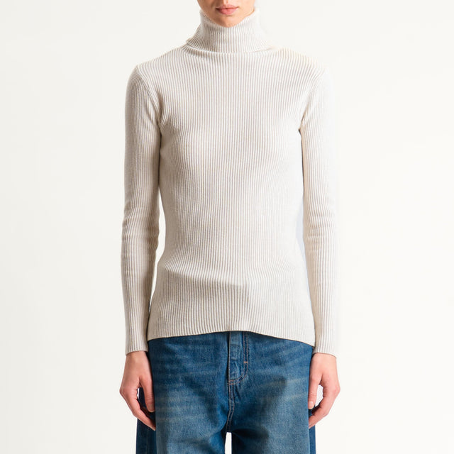 Zeroassoluto-Maglia collo alto a costine - gesso