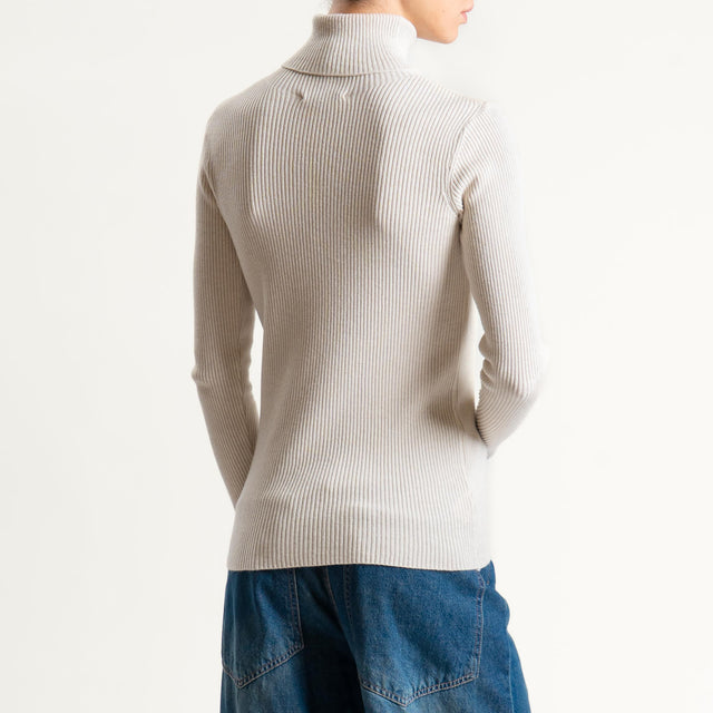 Zeroassoluto-Maglia collo alto a costine - gesso