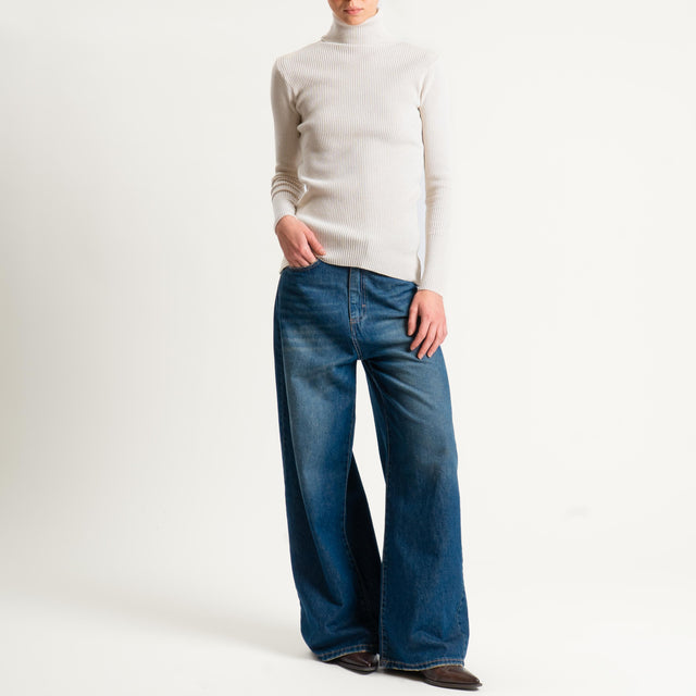 Zeroassoluto-Maglia collo alto a costine - gesso