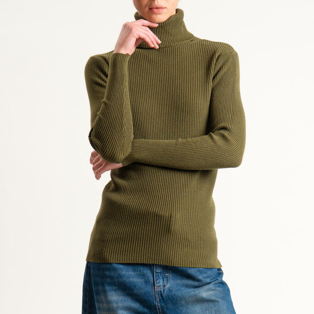 Zeroassoluto-Maglia collo alto a costine - olio