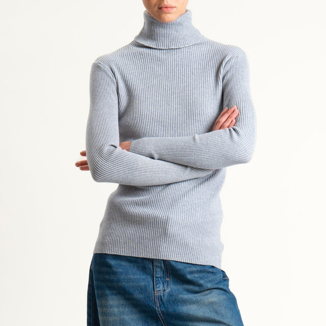 Zeroassoluto-Maglia collo alto a costine - perla