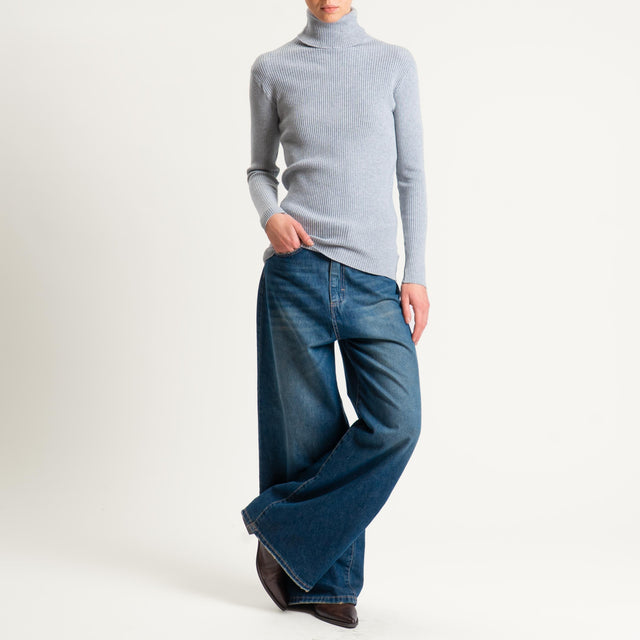 Zeroassoluto-Maglia collo alto a costine - perla