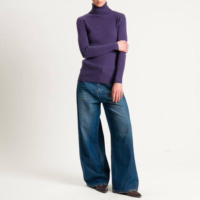 Zeroassoluto-Maglia collo alto a costine - uva