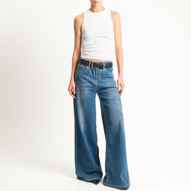 zeroassoluto-jeans KAM2 palazzo lavaggio medio elasticizzato - denim