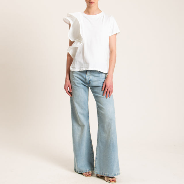 Tensione in-T-shirt con rouches - bianco