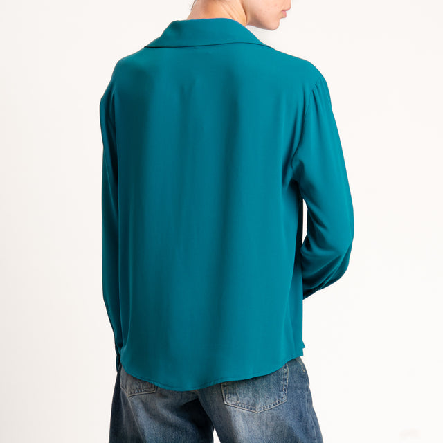 Zeroassoluto-Camicia CLAY MANO SETA - ottanio