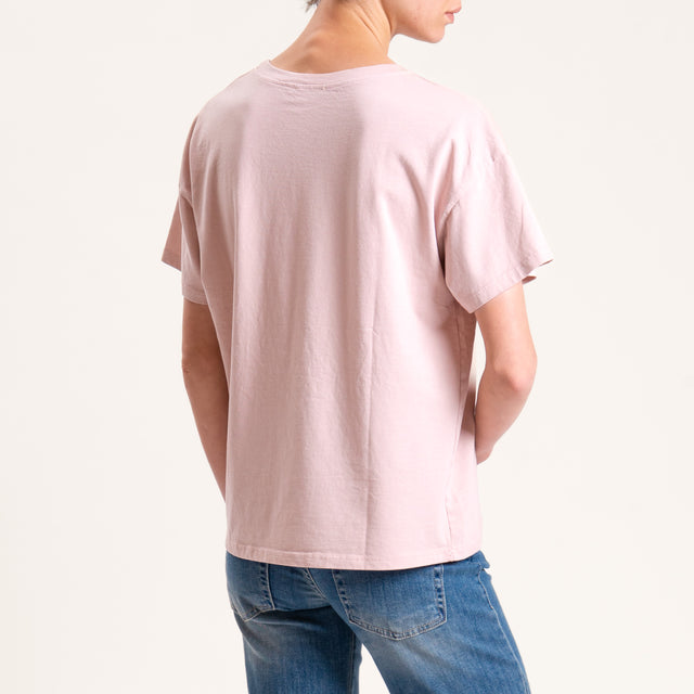 Zeroassoluto-T-shirt scatola mezza manica - rosa antico