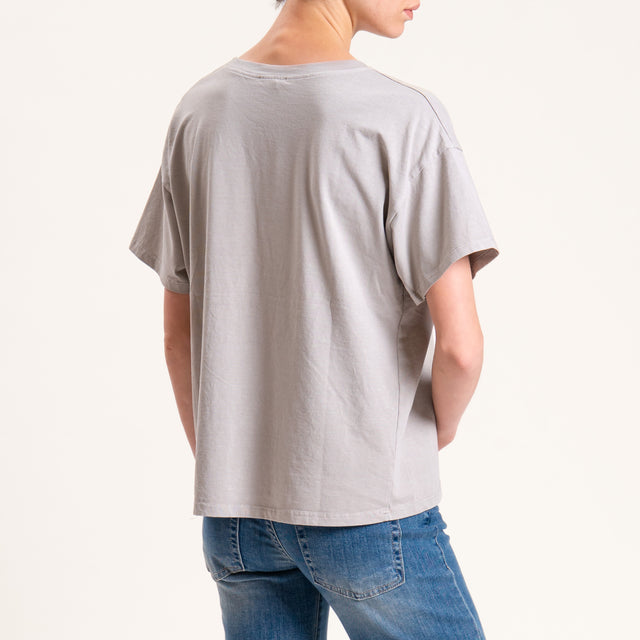 Zeroassoluto-T-shirt scatola mezza manica - taupe