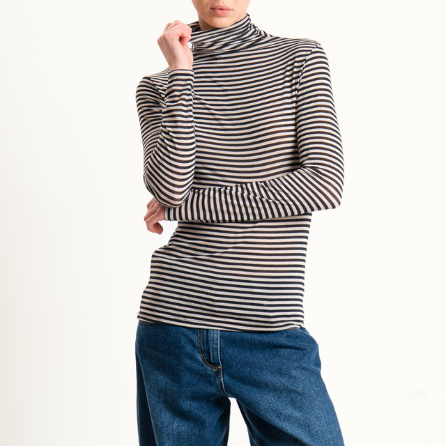 Zeroassoluto-Maglia sottile collo alto MISTO CASHMERE - sand/nero