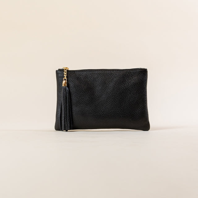 W by whitemood- Bolso clutch con borlas - negro