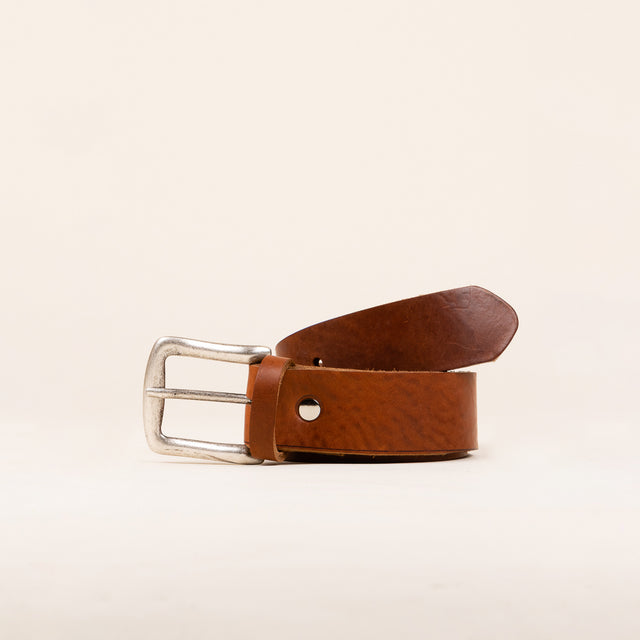zeroassoluto-Leather belt with buckle - dark leather