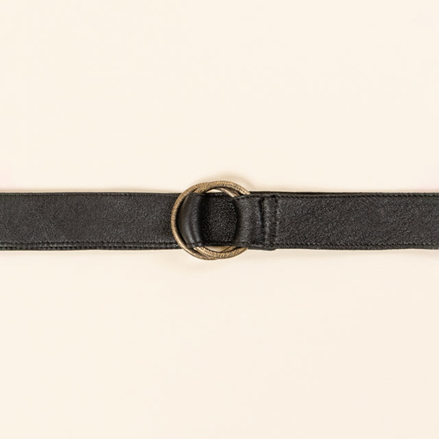 Zeroassoluto-Cintura doppio anello wax grease washed - Nero