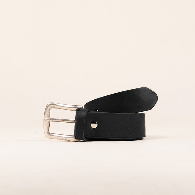 zeroassoluto-Leather belt with buckle - Black