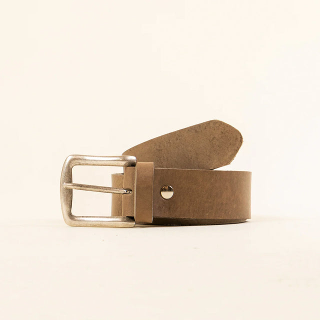 zeroassoluto-Leather belt with buckle - taupe