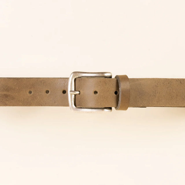 zeroassoluto-Leather belt with buckle - taupe