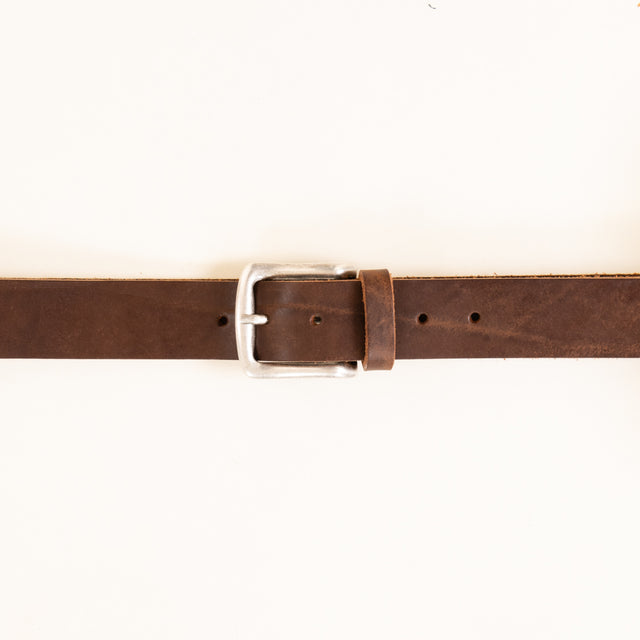 zeroassoluto-Leather belt with buckle - dark brown