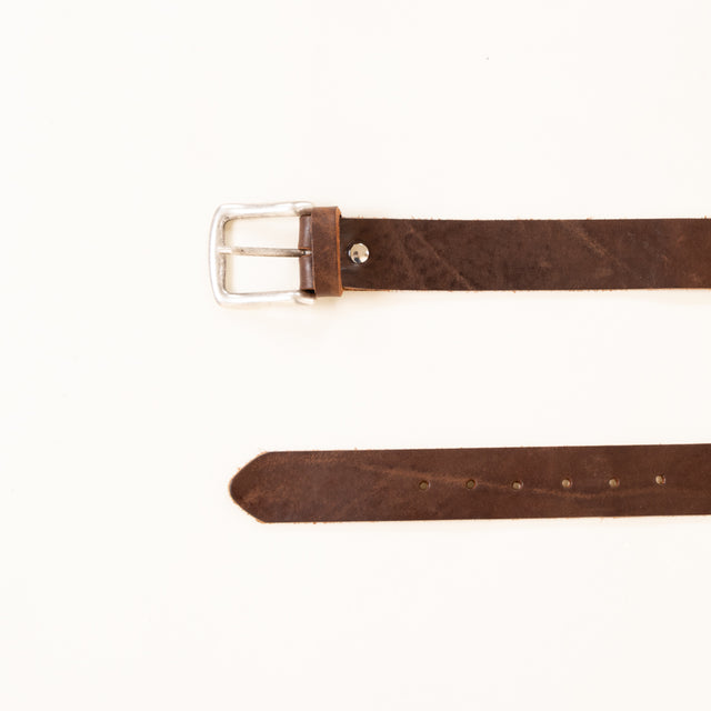 zeroassoluto-Leather belt with buckle - dark brown