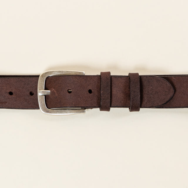 zeroassoluto-belt in leather with buckle - dark brown